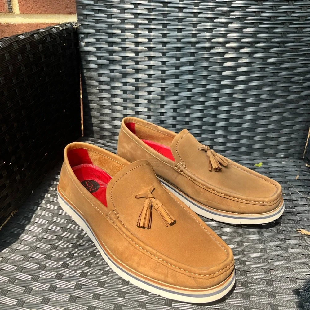 Men's Tan Tassel Loafers - Classic Slip-On Dress Casual